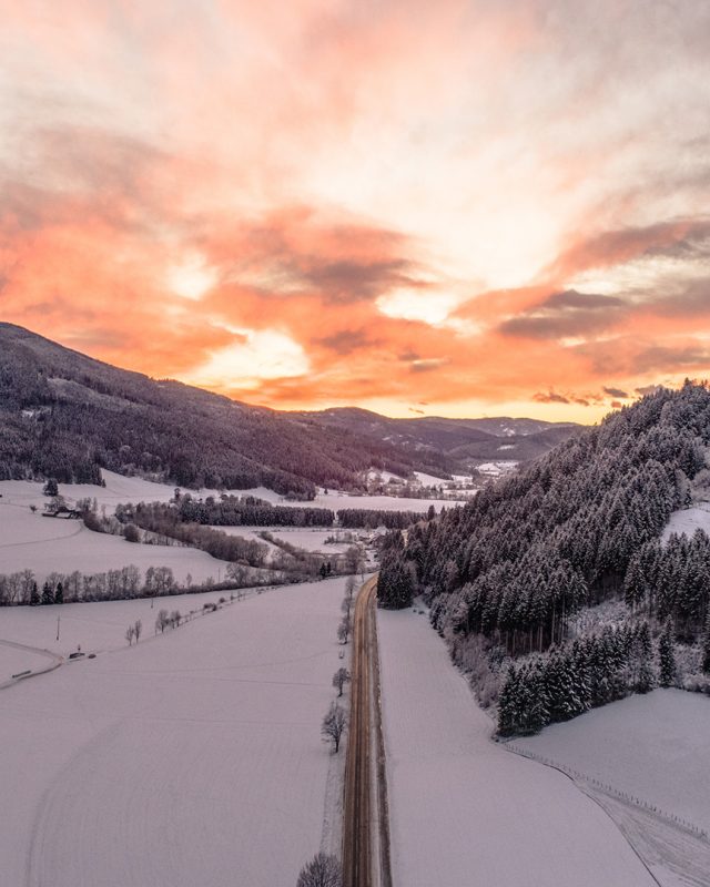 Sonnenuntergang-Strasse