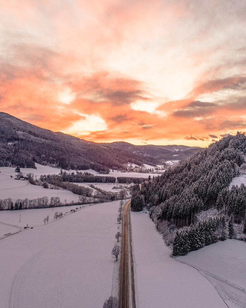 Sonnenuntergang-Strasse